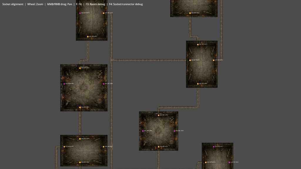 Automatically generated corridor connections between dungeon rooms