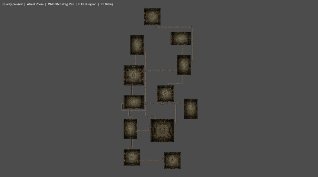Automatically positioned rooms in a Veildelve dungeon